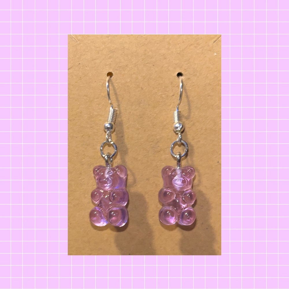 Purple gummy bear earrings